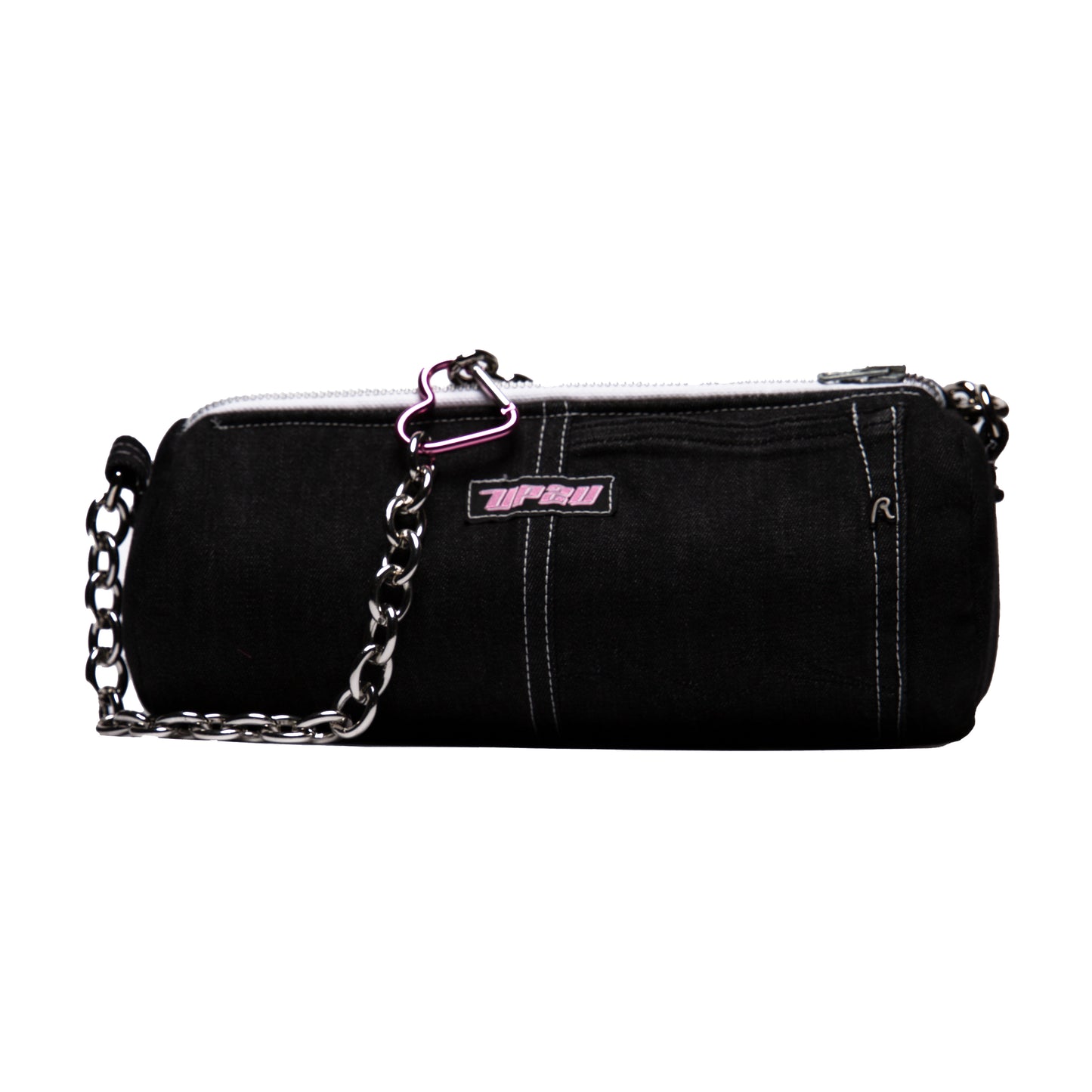 Bolso de hombro de jeans negro de UP2Bags con cadena. Creación handmade exclusivos con jeans reciclados.