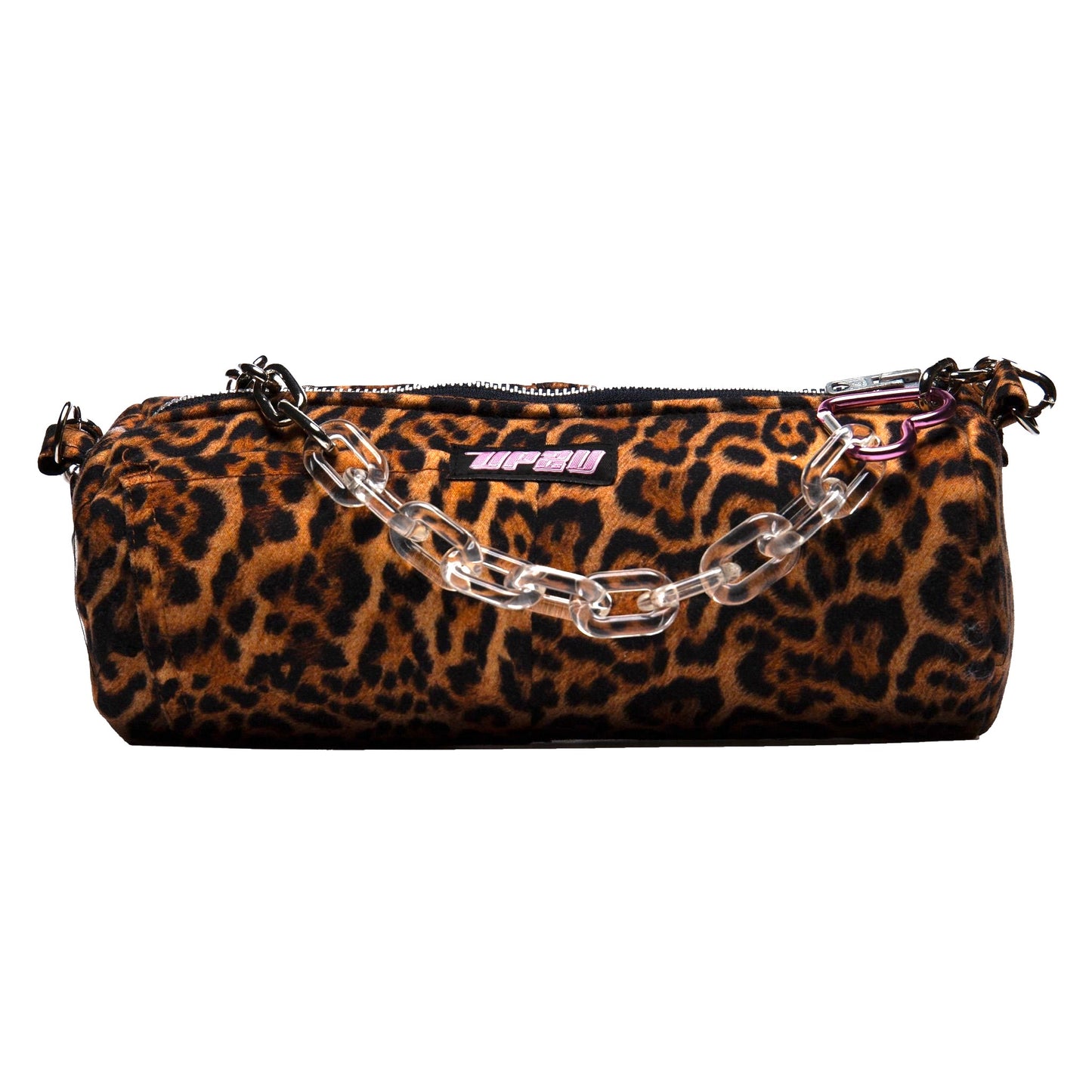 Bolso de hombro de leopardo con cadena de UP2Bags, creación artesanal y sostenible.