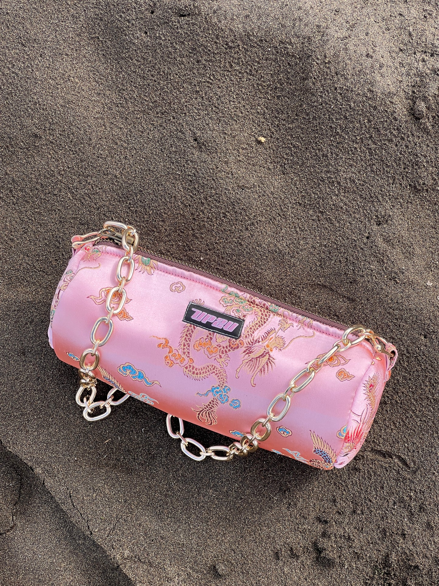 Japanese pink kimono bag