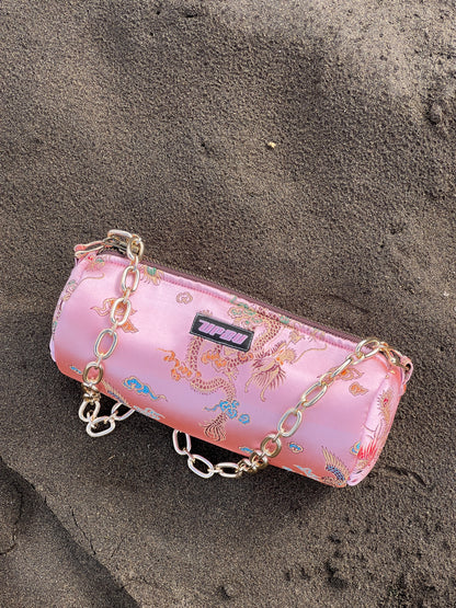 Japanese pink kimono bag