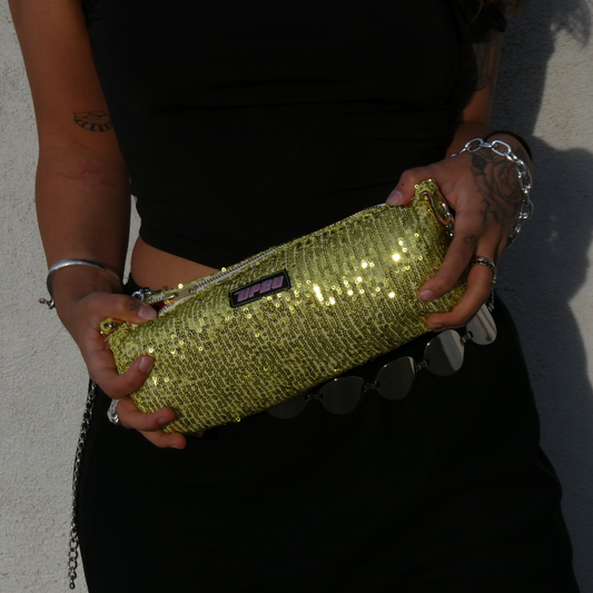 Bolso de hombro de lentejuelas de UP2Bags. Diseño único con cadena, hechos a mano y exclusivos.